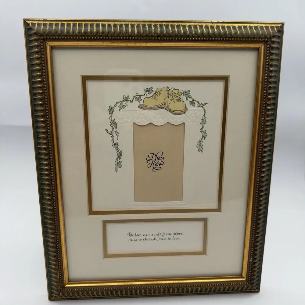 Mpressions VTG 90’s Cottagecore Baby Picture Frame Embossed Gift Nursery Neutral